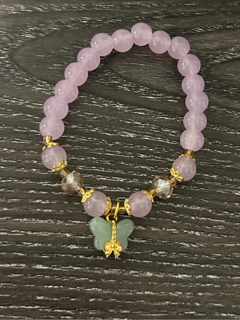 Kids beaded stone butterfly charm bracelet